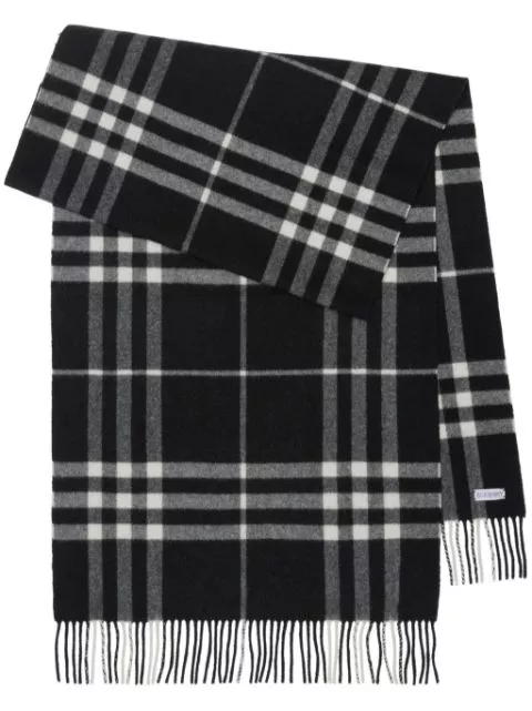 Burberry check-print fringed cashmere scarf Women 0118