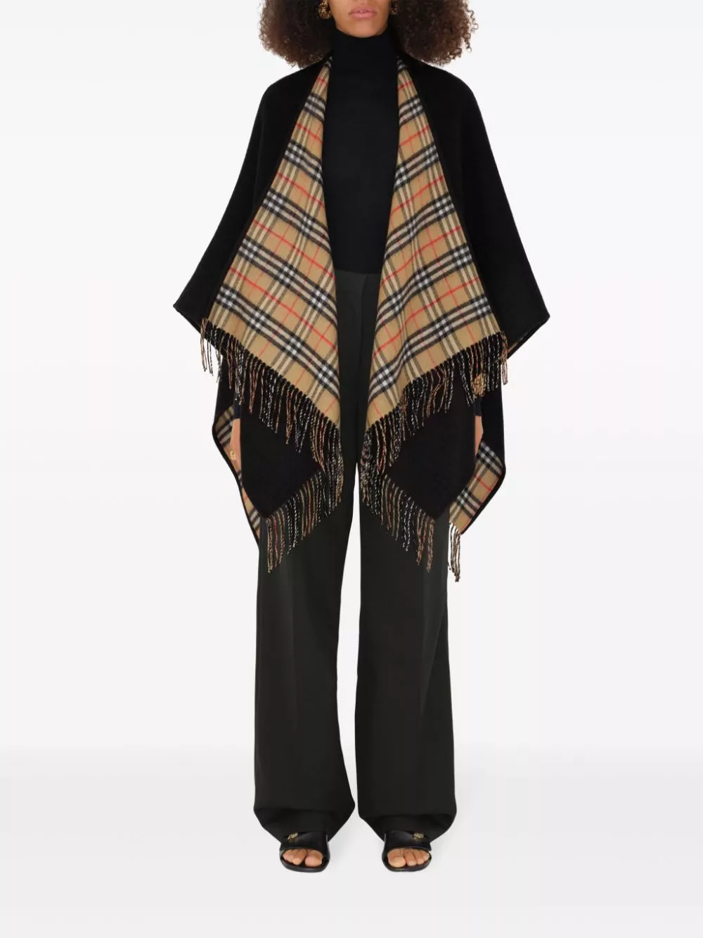 Cheap Burberry check wool reversible cape Women 0116