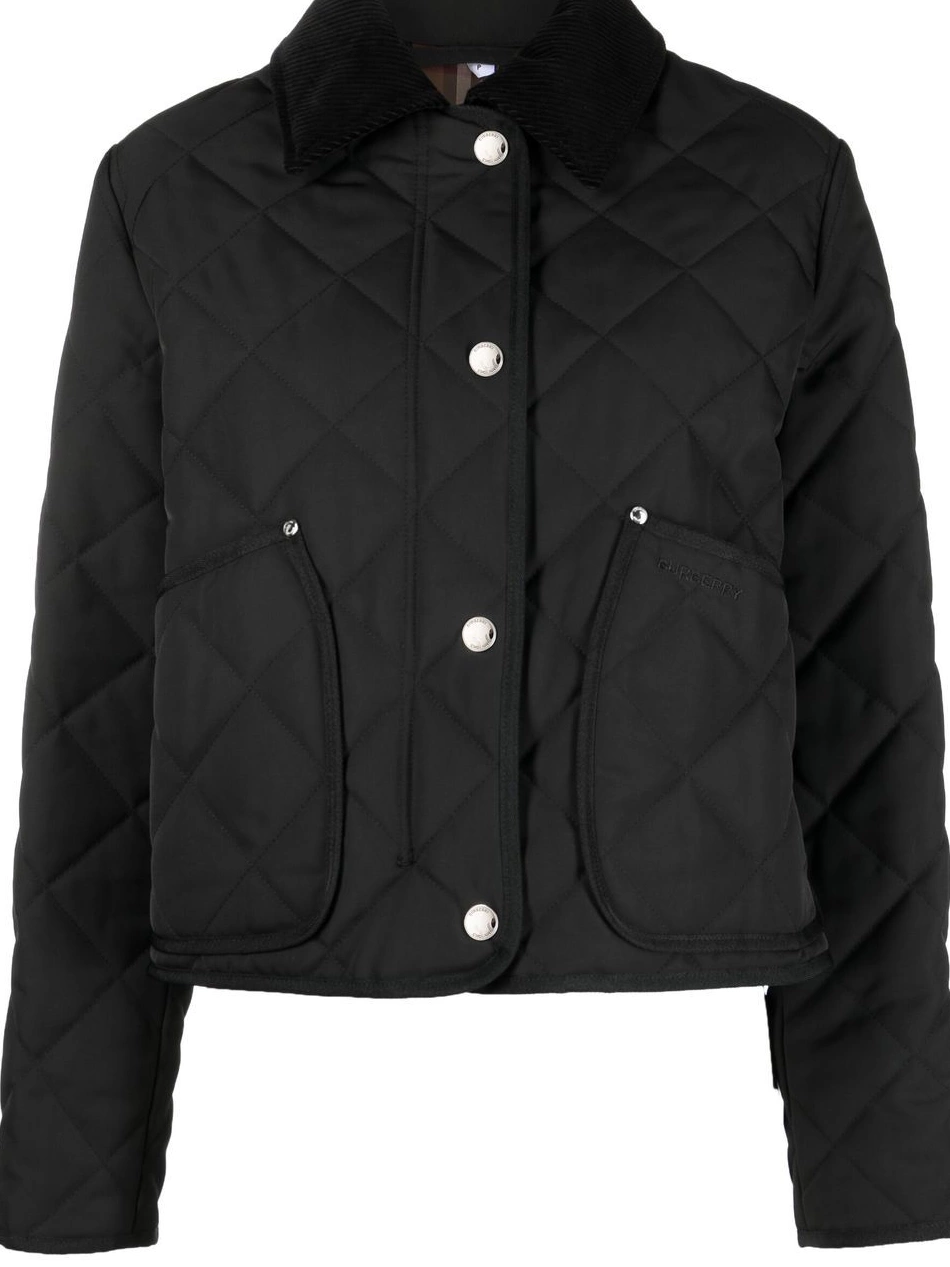 Cheap cropped jacket quilted corduroy-collar Women Burberry 0308