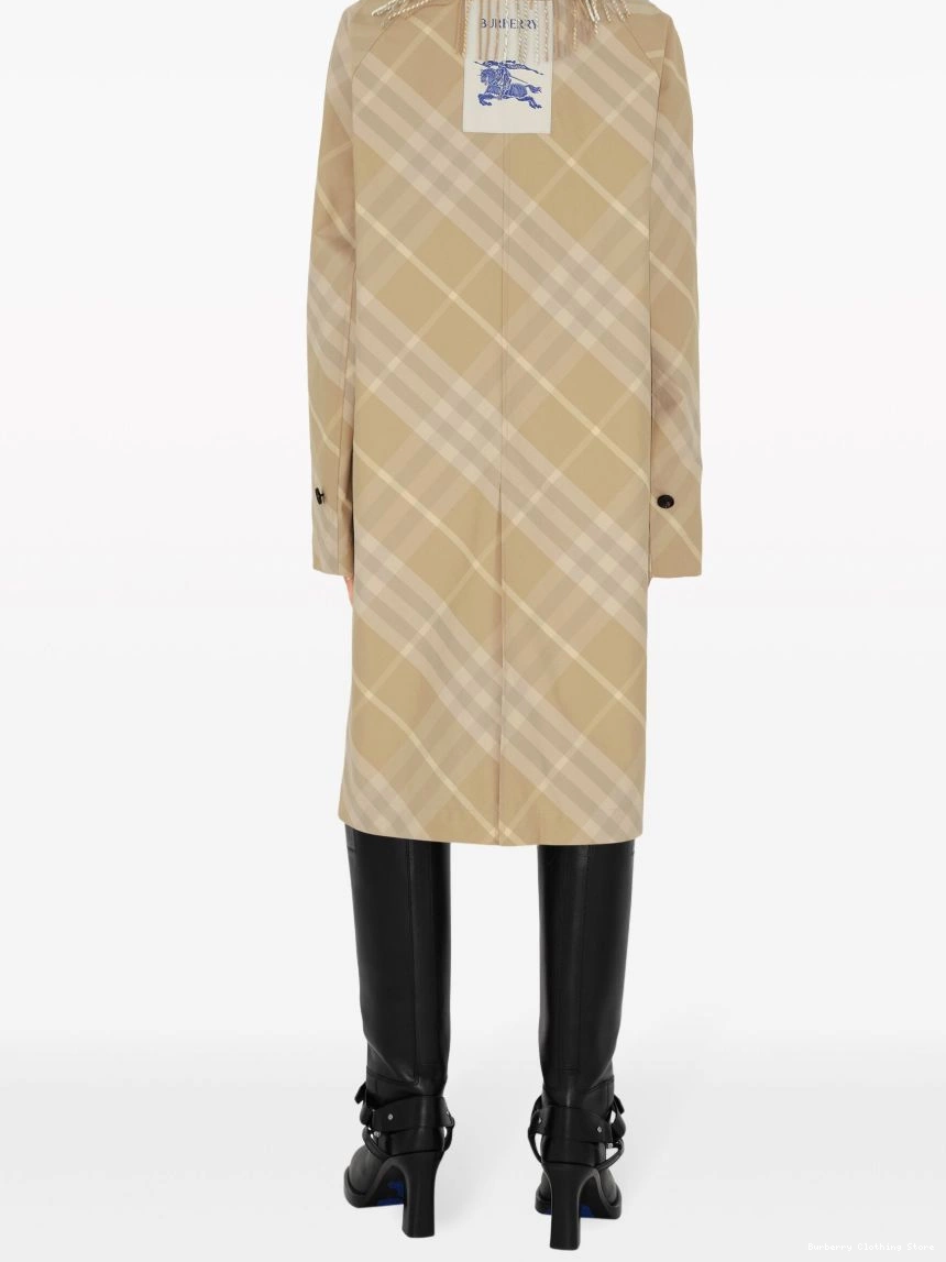 Cheap Burberry check-print Car reversible coat Women 0311