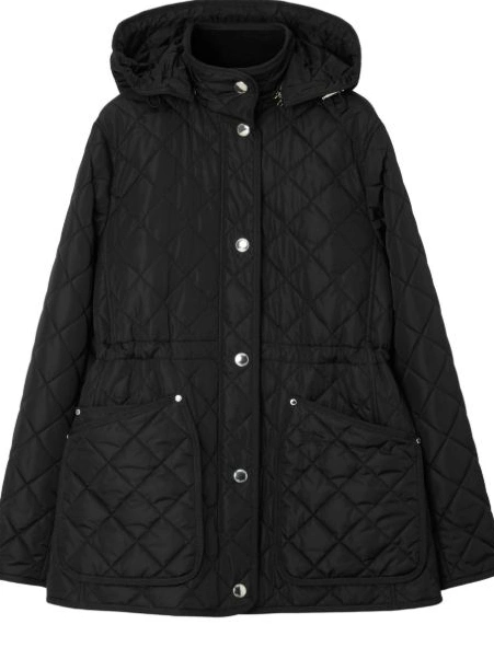 Cheap diamond-quilted detachable-hood Women Burberry jacket 0306