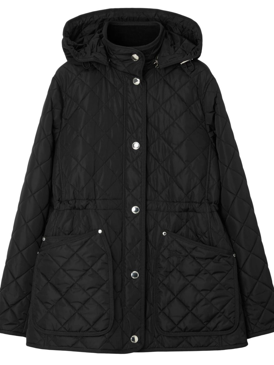 Cheap diamond-quilted detachable-hood Women Burberry jacket 0306