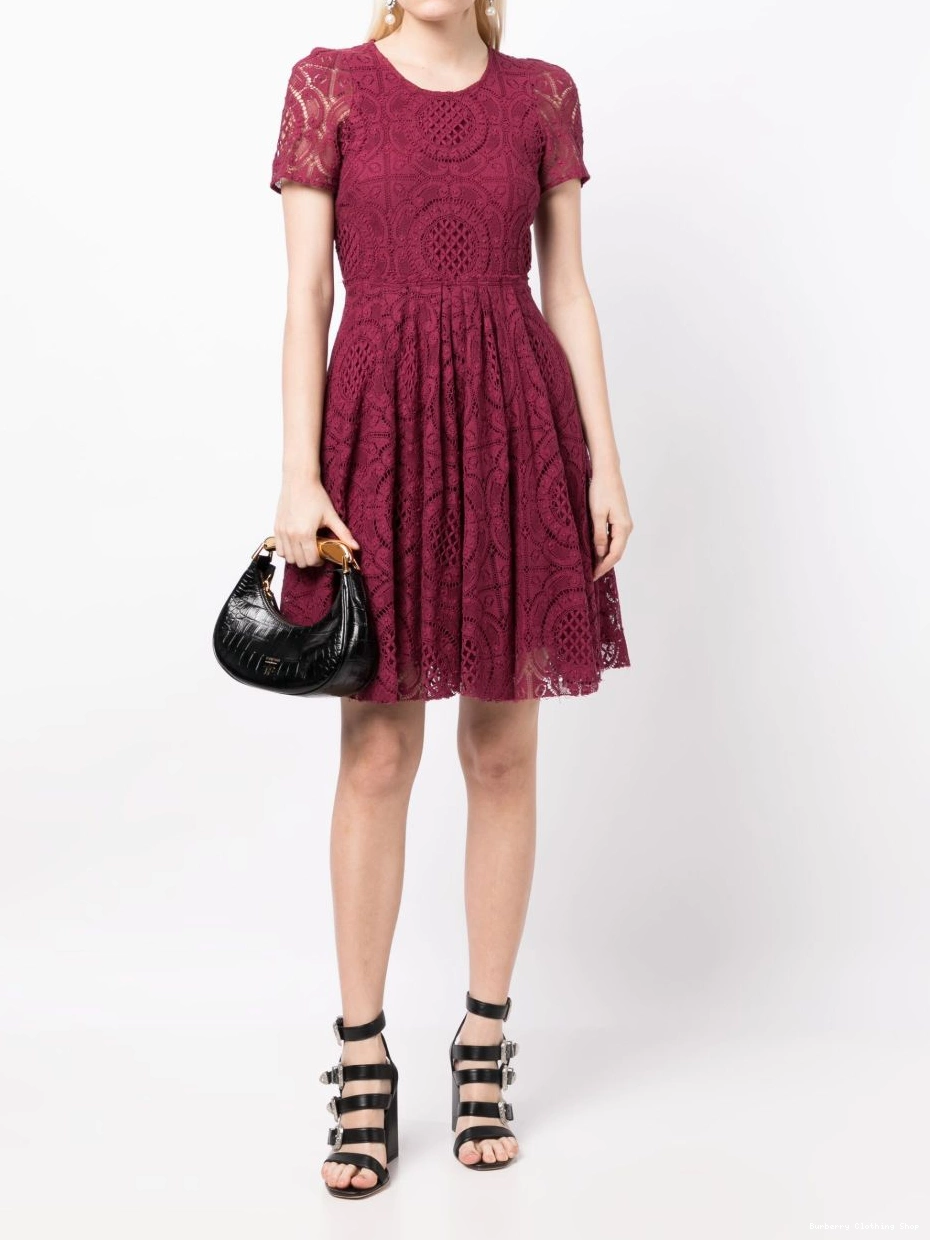 Affordable lace Burberry dress Women short-sleeve flared 0308